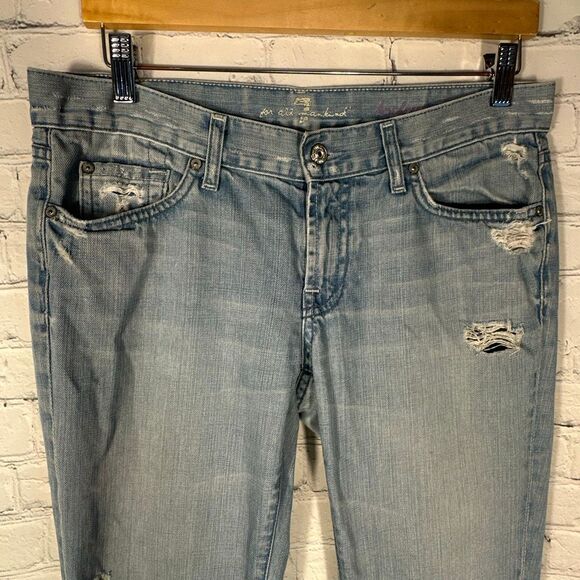 7 for All Mankind Bootcut Jeans Womens 30 Light Wash Distressed UO75566U - Picture 2 of 12